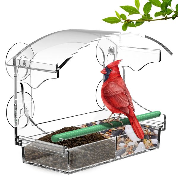 Clear Window Bird MEEDER Semi staccabile vassoio Acrylic Birds Feers per la visione esterna della visione selvatica Bird Bird House 240407