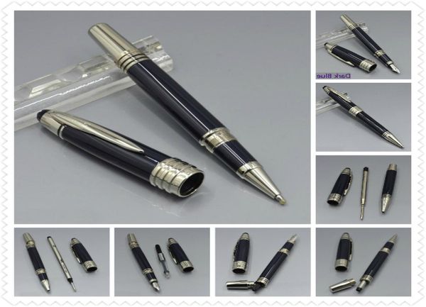 Hochwertige JFK Dark Dark Blue Metal Roller Ball Stift Kugel Stift Füllfederhalter Büro Schreibwaren Luxus 4810 Schreiben Sie Ink Stifte Geschenk 6195042