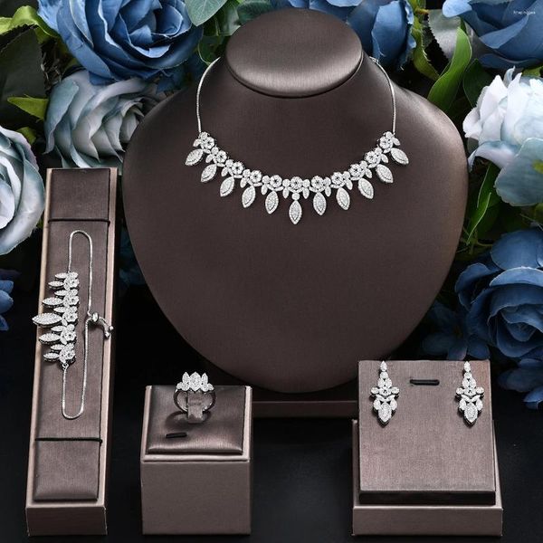 Orecchini di collana set il matrimonio da donna elegante italiano Dubai 4 pezzi CZ di lusso di lusso CZ e set