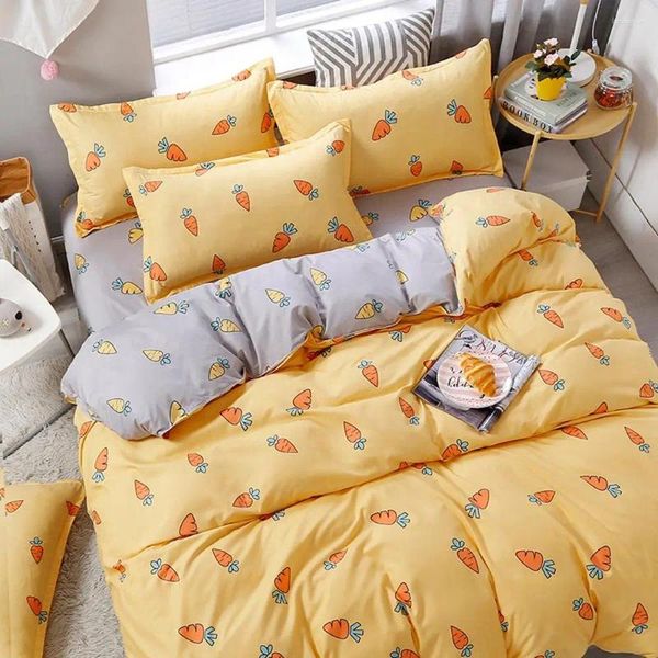 Bedding Sets Home Textile 5 Tamanho Amarelo Cenout Summer Bed Linens 3/4pcs Tampa de edredão Conjunto Pastoral AB Side
