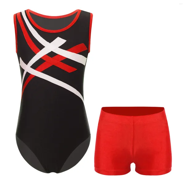 Stage Wear Kids Boys Ballet Dance Sets Gymnastics Leotard com shorts Tanque de traje de traje de travessia de traje de ginástica Activewear Yoga