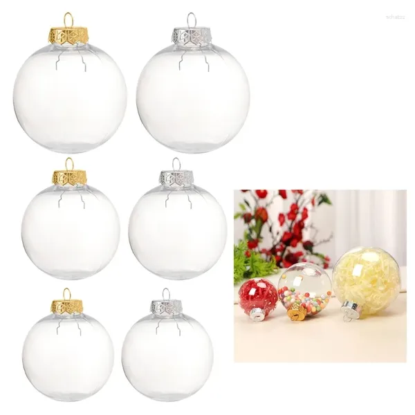 Decorazione per feste 6pcs set di palline di Natale in chiaro 8/10/6 cm per ganci metallici rimovibili decorazioni di ornamenti ad albero riempimento