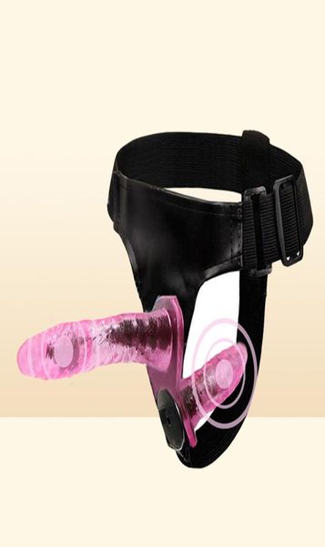 Ремешок на двойном пенисе Strapon Женщины -дилдо вибраторы для взрослых секс -игрушки для лесбиянок.