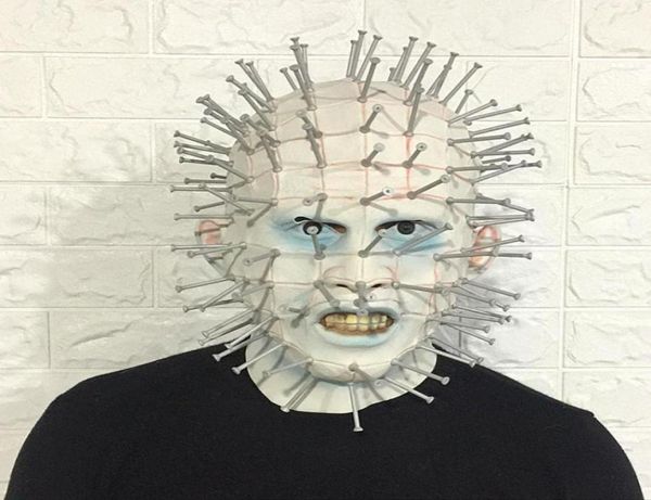 Hellraiser Pinhead Mask Mask Party Carnival Mascaras Head Nail Man Movie Маска Маска Хэллоуин Латекс Страшные маски подделка 225393808