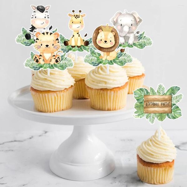 Party -Dekoration Jungle Animal Cupcake Kuchen Topper Alles Gute zum Geburtstag Dekoration Kinder Babyparty wild ein Safari Partysuppiles