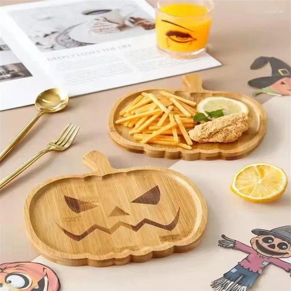 Teller 1PC Halloween Charcuterie Board Kürbisholz -Holzplatte für Früchte Gerichte Dessert Küchengeschirr Geschirr House Party