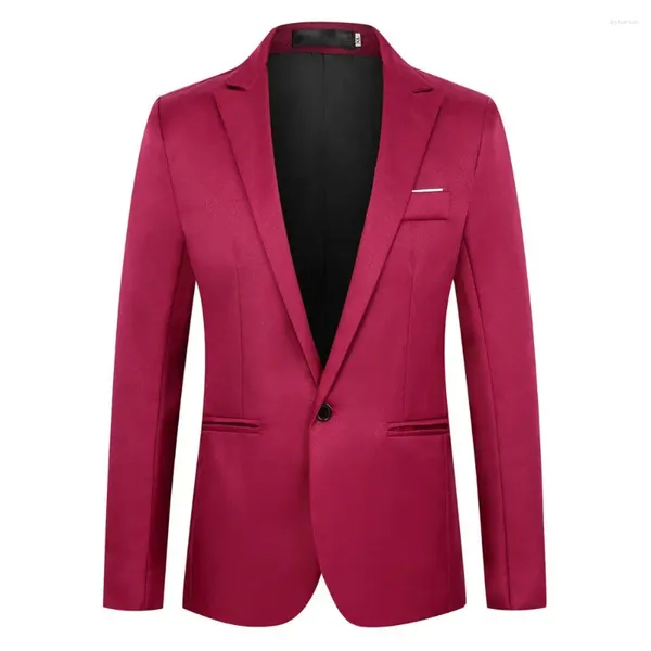 Ternos masculinos homens negócios negócios casual blazer botão único jaqueta de lapela de coloração sólida roupas de trabalho de alta qualidade blazers