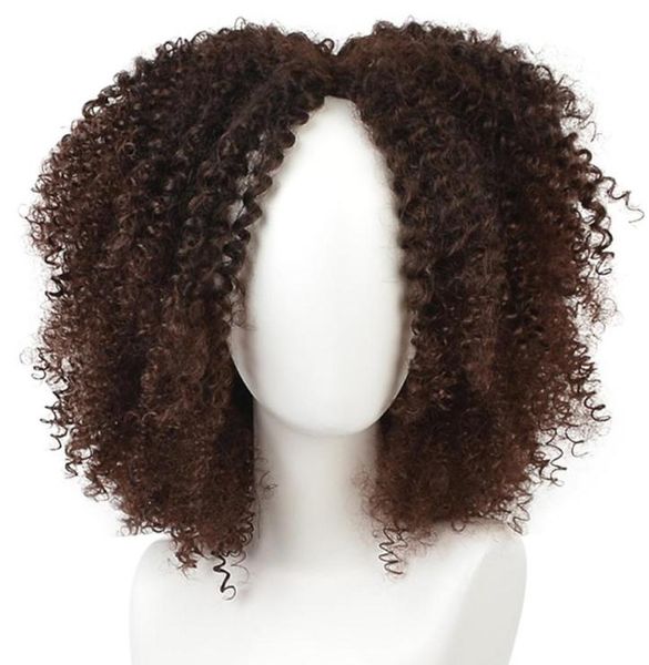 Parrucche per capelli ricci afro corti per donne nere afroamericane costumi marroni naturali parrucche sintetiche2614776