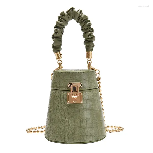 Umhängetaschen 2024 Europäische Mode Alligator Print Web Promi Bucket Kette One-Shoulder-Handtasche