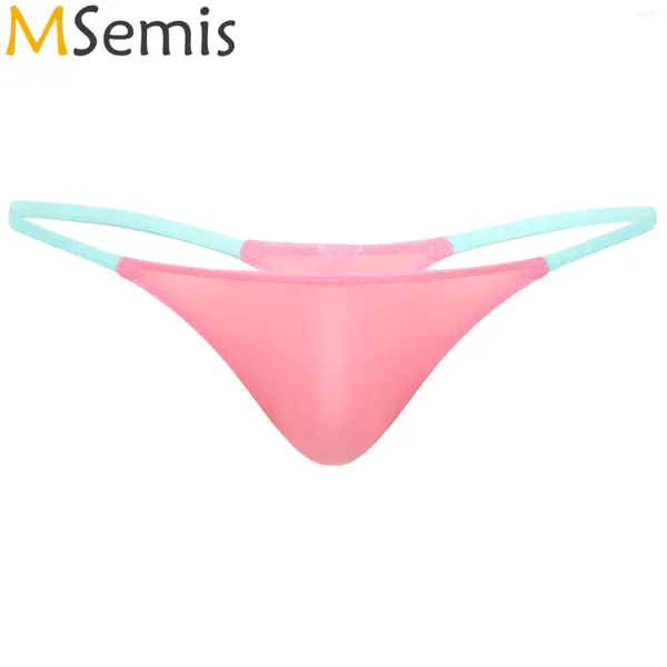 Lingerie de moda de banho feminina Lingerie baixa Rise G-String Bikini Briefs Roupa íntima bolsa plana bolsa T-back contraste cintura elástica respirável