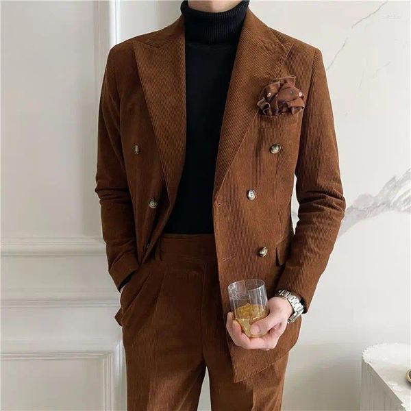 Abiti da uomo 2024 uomini autunno autunno inverno cappotti di business macili maschio slim cot giacche a doppio petto di vellutoy blazer i436