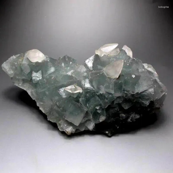 Dekorative Figuren 2620G Blau Fluorit Cluster Calcit - Kristalle und Steine Heilung Mineralprobe Wohnkultur Feng Shui Dekoration