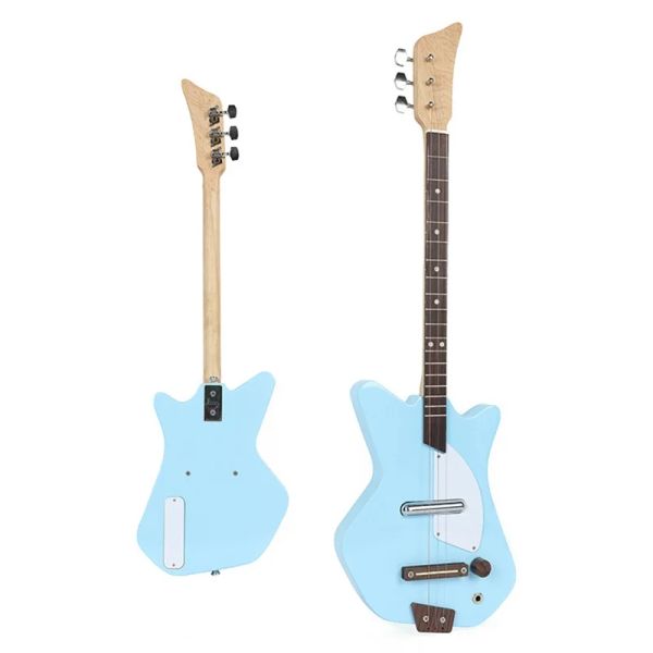 PEGS 3 String Ministed Wood Electric Guitar Acoustic Kids Pickup Mini Travel Music Strumed Instrument Violao para crianças iniciantes