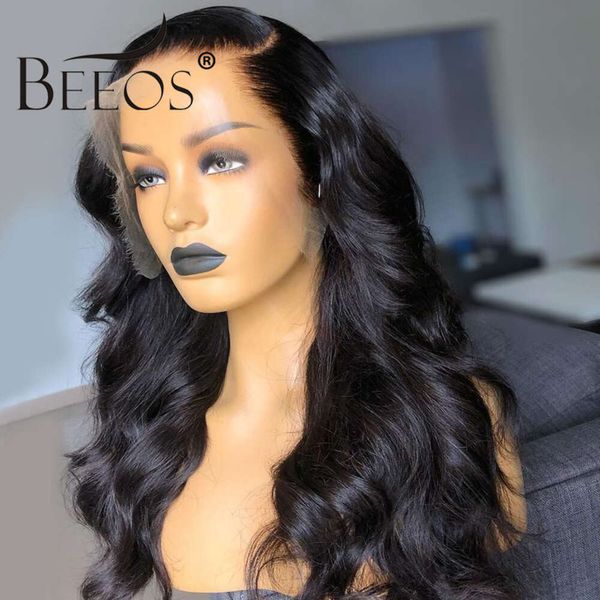 Beeos 36in 250% Wave Body 13x6 parrucca Premuta 13x4 HD Parrucche per capelli umani frontale per donne che si sciolgono la pelle brasiliana brasiliana