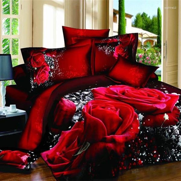 Set di biancheria da letto 3d rosa tessili classici di lusso di lusso copripiumini alta copertura per letti per adulti foglio 2/3/4ps di qualità da letto