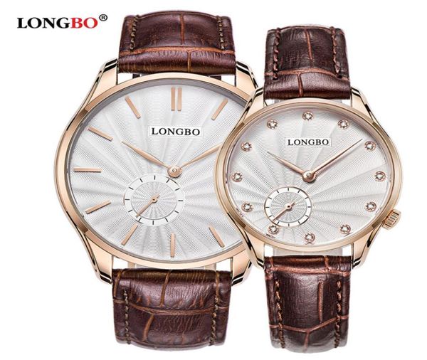 Longbo Quartz Watch Liebhaber Uhren Frauen Männer Paar Kleid Uhren Ledergelenkscheine Mode Casual Uhren Gold 1PCS 50128054622