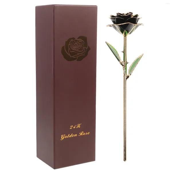 Dekorative Blumen 24K Gold Rose Künstliche Blumengedenkgeschenke für Valentinstag Lackoberfläche