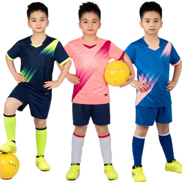 Shorts 2021 Kids Football Uniforms Boys Girl Youth Soccer Jersey Mettine Kit a maniche corte Shorts Shorts Soccer Jersey Set Sport Awear