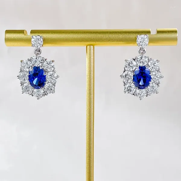 Brincos de garanhão Apaison 925 Sterling Silver for Women Blue High Carbon Diamond Bridal Fine Jewelry Ladies