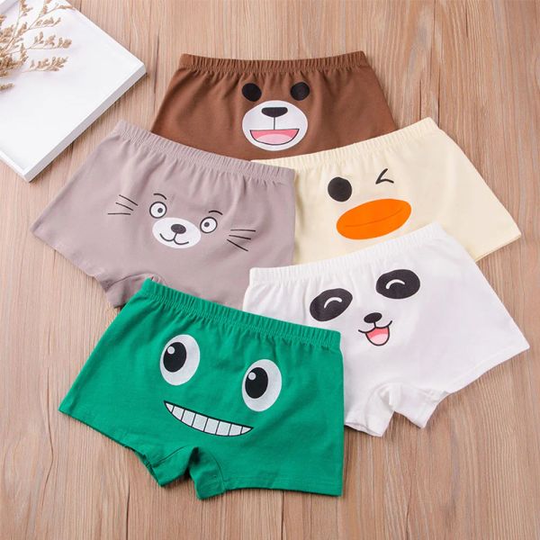 Unterwäsche 4/5packs Jungen Baumwollweiche Boxer Slips Süßes Cartoon Small Animal Car für Jungen über 8 Jahre alt