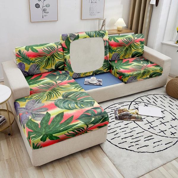 Chaves de cadeira Folhas tropicais Padrão sofá Seat Cushion Cover Floral Printe