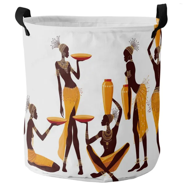 Сумки для стирки африканская женщина йога ваза силуэт белая грязная корзина складная домашняя организация одежда детская игрушка хранение