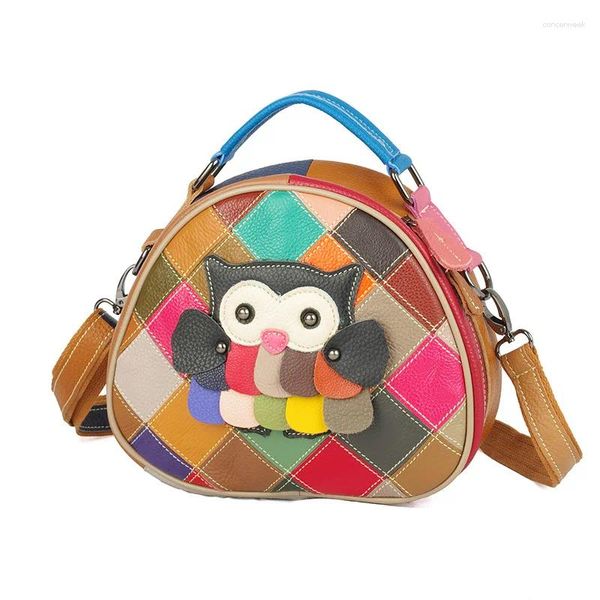 Umhängetaschen Frauen kleiner Handtasche echtes Leder 2024 Damen Sommer Animal Bird Patchwork Buntes Brand Crossbody Messenger Tasche