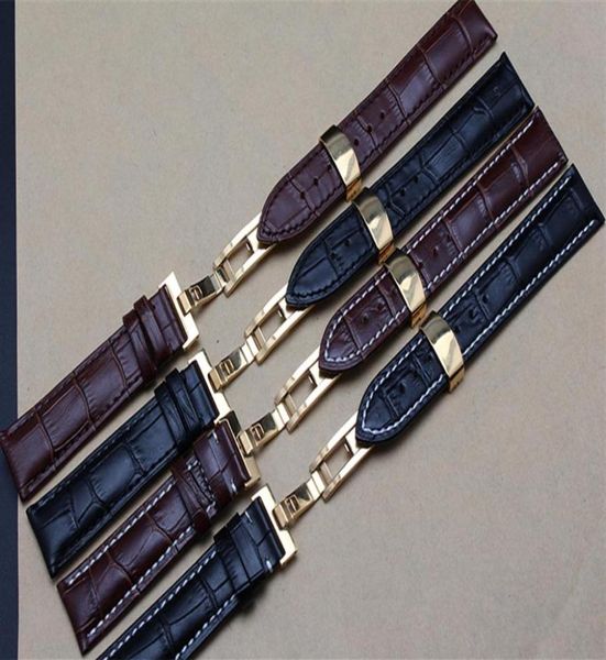 NEU GOLD Butterfly Deployment ClaSPs Uhren Band 18mm 19mm 20mm 21mm 22mm Echtes Leder Watch Men Straps Brazelets Promotion203Q5792939