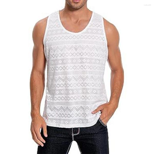 Herren-Tanktops männliche Top Männer atmungsaktiv klassische Crewneck gutaussehende hohle Leichtgewicht durch hautfreundliche Ärmeln.