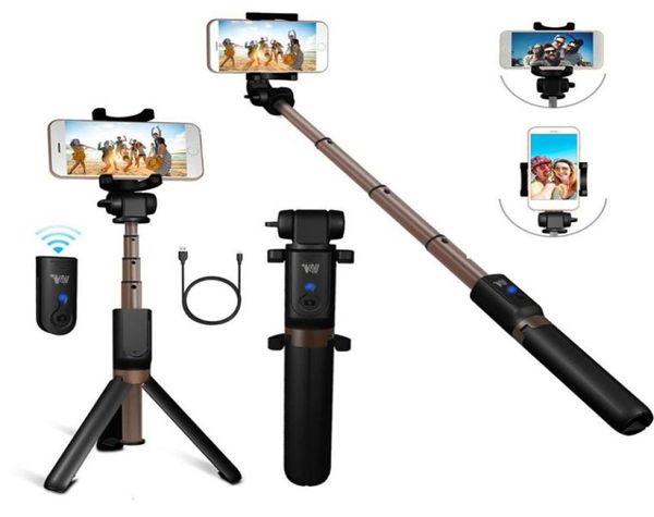 Bluetooth Extendeable Selfie Stick com monopodos remotos sem fio Monopods Tripod Stand para iPhone Samsung S10 Huawei Xiaomi Telefone SM5471702