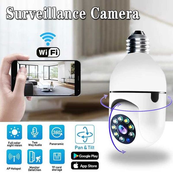 IP -Kameras Neue Smart Bulb Surveillance Camera Full Color Night Vision Automatic Human Tracking WiFi Camera Home Security Monitor Kamera 240413