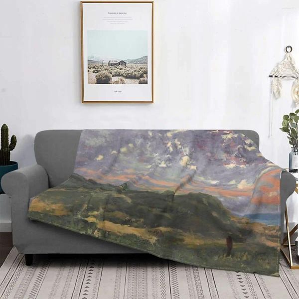 Decken die Dünen von Deauville Decke Gustave Courbet Fleece die ganze Saison atmungsaktuelle Dünne Wurf für Office Plush Quilt