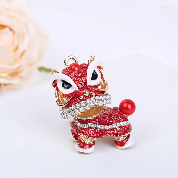 Dekorative Figuren Löwen Tanzautos Schlüsselkette kreatives Geschenk Chinesischer Stil niedliche Tasche Anhänger Wake Orament