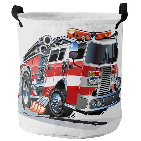 Bolsas de lavanderia Cartum de caminhão de bombeiros cesto dobrável cesto de grande capacidade cesto roupas de armazenamento de roupas infantil brinquedos de brindes bolsa