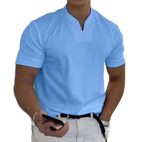 Tushangge Mens Polo T-Shirts Kurzschläfe V-Ausschnitt Tops täglich Herrenkleidung Golfhemden Training Fitness Sport 240412