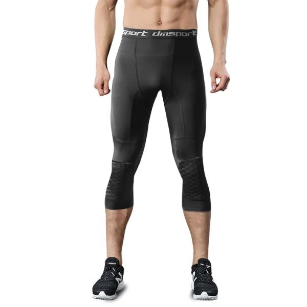 Calça calça favo de mel calças de joelhos suportam compressão correndo meias homens leggings Anticolision calças de basquete academia de calças de roupas esportivas