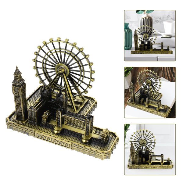 Relógios de Londres Cidade da cidade Modelo de metal Londres Ornamentos exclusivos artesanato Big Ben Clock Adornamento Desktop Tower Bridge Figurines Alloy