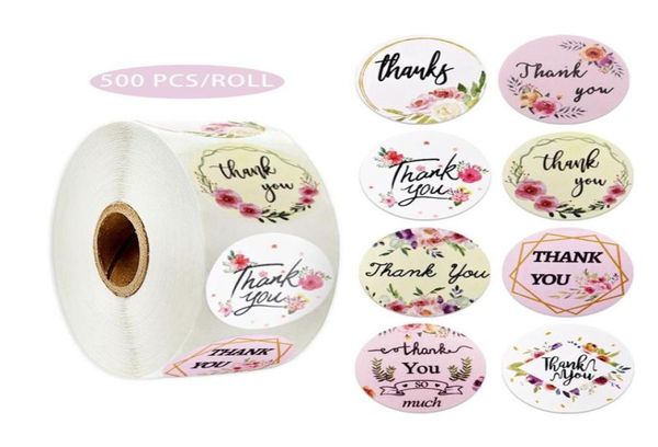 Floral Thanks You Stickers Seal Label Aufkleber Hochzeitszubehör -Tag -Glasflaschenumschlag Business Box Geschenkeinladungskarte Dekor6194430