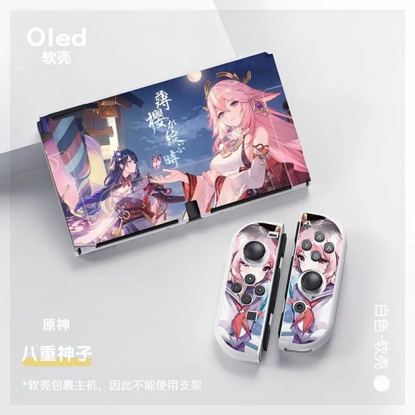 Fälle GENShin Impact Yaemiko Funda Switch OLED Case Switch Base Shell Switch Game Card Boxe Joycon Controller Deckungsschalter Zubehör