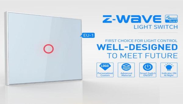 Zwave 1ch EU Wall Light Touchscreen -Schalter Home Automatisierung Zwave Wireless Smart Fernbedienung Lichtschalter 22594179559662