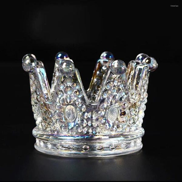 Kerzenhalter 1PC Glass Crown Candlestick Halskette Schmuck Aufbewahrungsgericht kreativer Dekoration Duft Aschehalter Nagelbürste Display Ständer