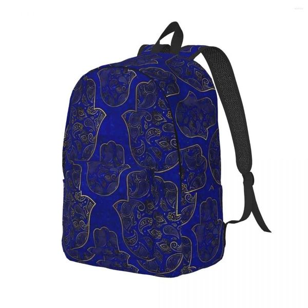 Backpack Hamsa Hand Gold Paisley Print Backpacks Mochilas Teen Leisure School Bags Rucksack de alta qualidade