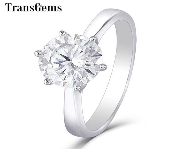 Transgems 14K 585 anello di fidanzamento con diamante moissanita in oro bianco per donne Centro per gioielli fine 2ct F Colore Moissanite Anello Y19061207464589