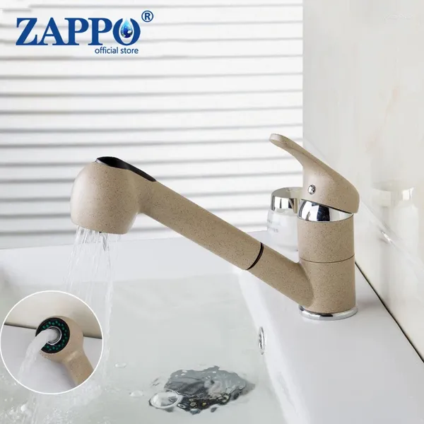 Rubinetti del lavandino del bagno Zappo lavaggio per capelli singola maniglia singola cucine da cucina a marmo360 gradi e mixer di acqua fredda