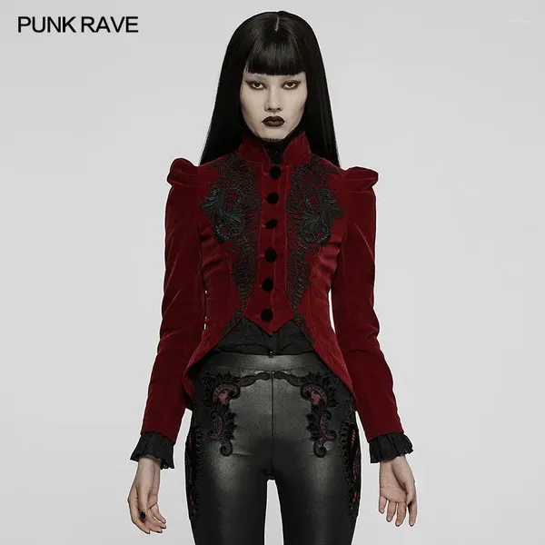 Женские куртки панк Rave Gothic Weft Velvet Jacket Exquisite кружев