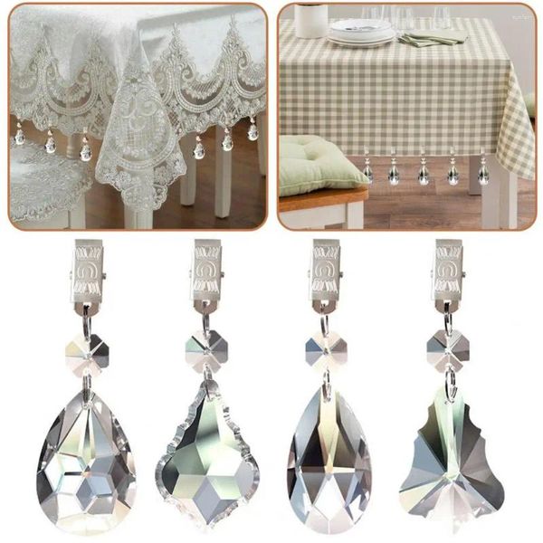 Dekorative Figuren Tischdecke Dekoration Set aus 4 Tränenanhänger Metall Clip Home Decor für Picknicktisch glänzend Glas Prisma Elegant