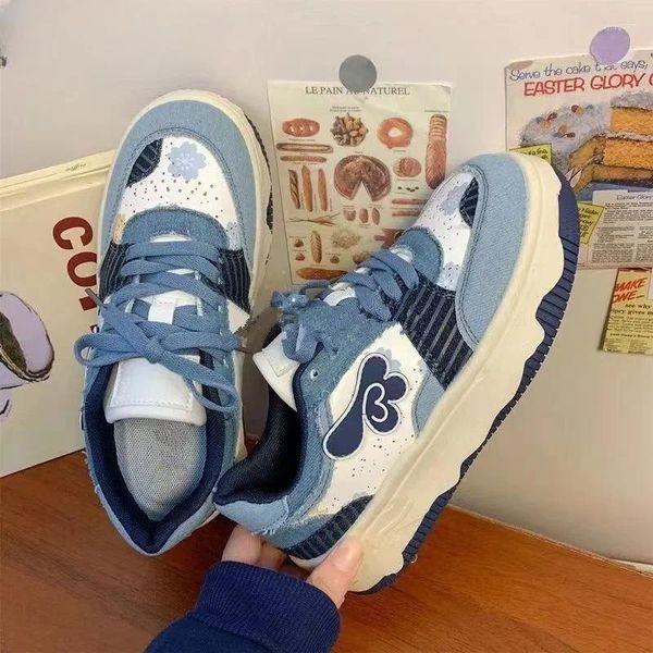 Scarpe casual blu femminile sport kawaii sneakers vulcanizzare calzature vintage corean school da tennis appartamenti