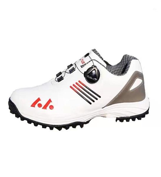 Jerseys Men Sapatos de golfe profissionais Spikes à prova d'água tênis pretos Treinadores brancos Big Size Quick Lacing335m1359873