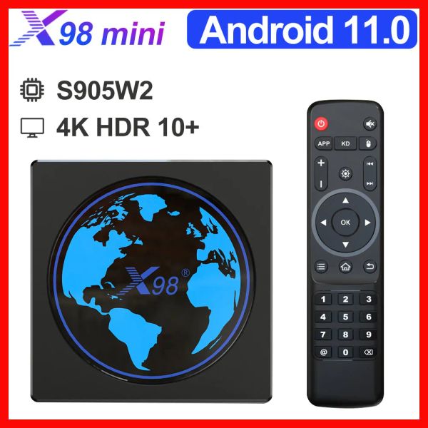 Caixa X98 Mini TV Box Z Androidem Smart TVBox Android 11 4 GB RAM 64 GB 32 GB Amlogic S905W2 2.4G/5G WiFi 4K 60FPS DEKODER X98MINI 2G 16G