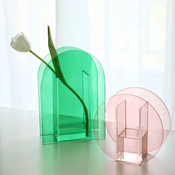 Placas decorativas Produto vitral de vidro geométrico/verde vaso simples/contêiner de flor/implementação de flores